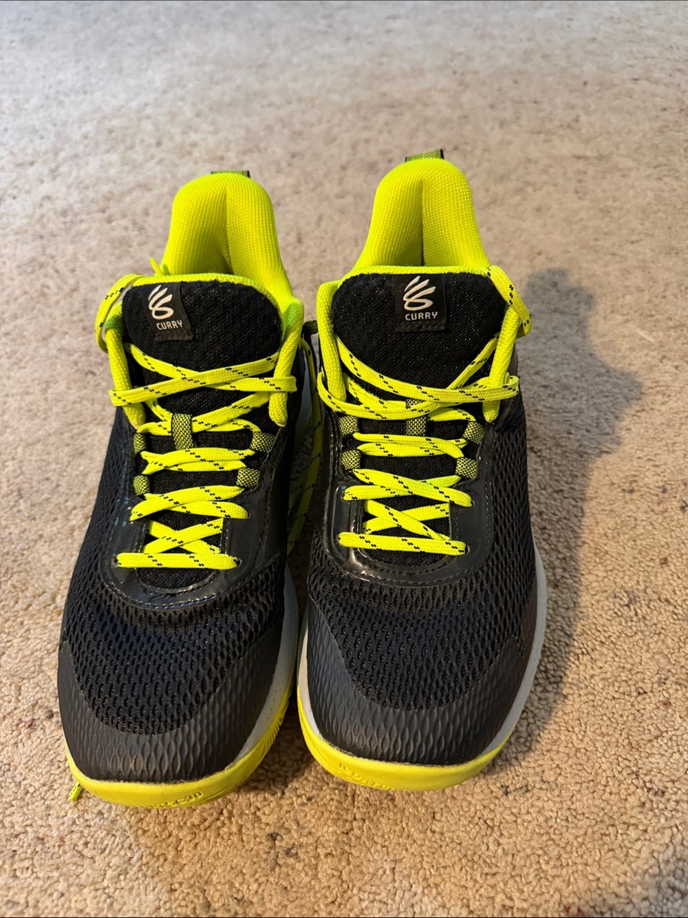 Under Armour Men’s Athletic Shoes in Black and Neon Yellow